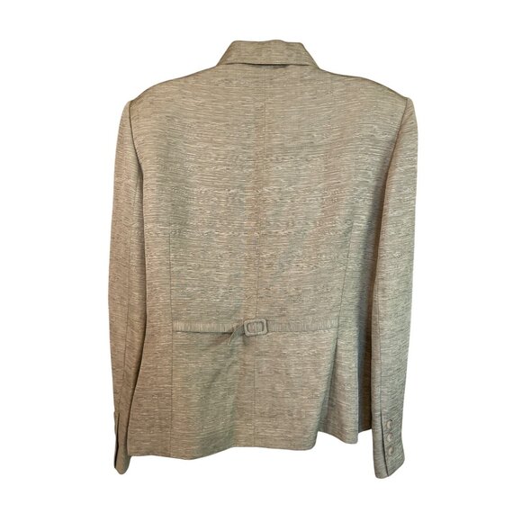 Vera Cristina Womens Silk Linen Blazer Jacket L Green Corpcore Preppy Minimalist - Picture 2 of 7